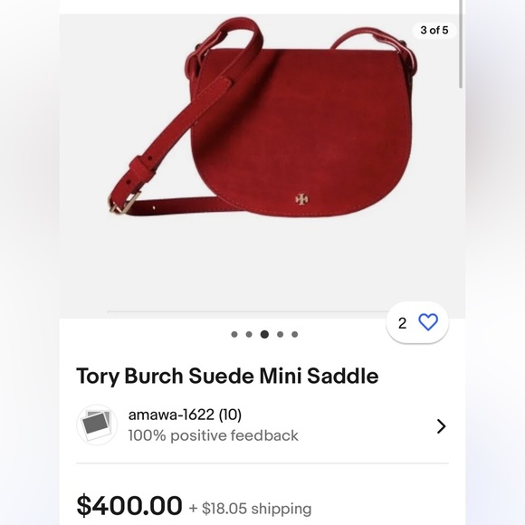 TORY BURCH MINI SADDLE SUEDE BAG - Picture 2 of 3